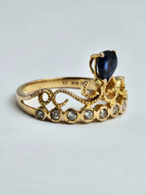 Cargar imagen en el visor de la galería, 1446: Vintage: Rare 18ct Rose Gold Sapphire Diamonds Tiara Ring- UPDATED