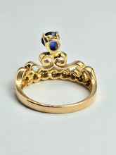 Cargar imagen en el visor de la galería, 1446: Vintage: Rare 18ct Rose Gold Sapphire Diamonds Tiara Ring- UPDATED