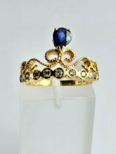 Cargar imagen en el visor de la galería, 1446: Vintage: Rare 18ct Rose Gold Sapphire Diamonds Tiara Ring- UPDATED
