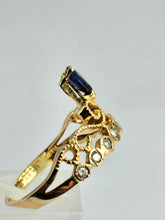 Cargar imagen en el visor de la galería, 1446: Vintage: Rare 18ct Rose Gold Sapphire Diamonds Tiara Ring- UPDATED