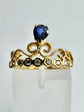 Cargar imagen en el visor de la galería, 1446: Vintage: Rare 18ct Rose Gold Sapphire Diamonds Tiara Ring- UPDATED