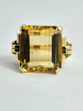 Cargar imagen en el visor de la galería, 1449: Vintage: 18ct Gold Large Square Cut Citrine Cocktail Ring- UPDATED
