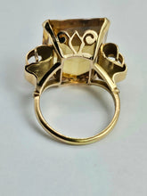 Cargar imagen en el visor de la galería, 1449: Vintage: 18ct Gold Large Square Cut Citrine Cocktail Ring- UPDATED
