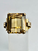 Cargar imagen en el visor de la galería, 1449: Vintage: 18ct Gold Large Square Cut Citrine Cocktail Ring- UPDATED