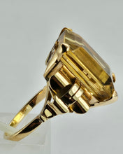 Cargar imagen en el visor de la galería, 1449: Vintage: 18ct Gold Large Square Cut Citrine Cocktail Ring- UPDATED