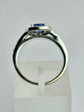 Cargar imagen en el visor de la galería, 1452: Vintage: 18ct White Gold Ceylon Blue Tanzanite 24 Diamonds Dress Ring- Divine beauty