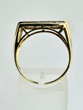 Cargar imagen en el visor de la galería, 1468: Vintage: 9ct Gold 10 Rubies Diamonds Geometric Set Cocktail Ring- Statement weight, gorgeous stones