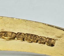 Load image into Gallery viewer, 6492 Vintage: 18ct Gold Ceylon Blue Sapphire 18 Diamonds Dress Ring