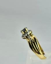 Cargar imagen en el visor de la galería, 1194: Vintage: 18ct Gold Ceylon Blue Sapphire 18 Diamonds Dress Ring- flows beautifully