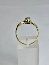 Cargar imagen en el visor de la galería, 1194: Vintage: 18ct Gold Ceylon Blue Sapphire 18 Diamonds Dress Ring- flows beautifully