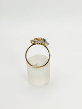 Cargar imagen en el visor de la galería, 1216: Vintage: 9ct Gold Swirl Cocktail Ring- Citrine, Blue & Glacier Topaz