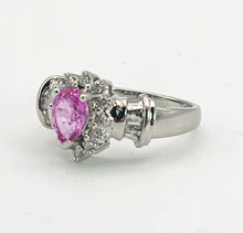 Cargar imagen en el visor de la galería, 1181: Vintage: 14ct White Gold Pink Sapphires 18 Diamonds Cocktail Ring- UPDATED