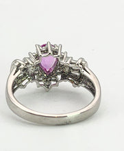 Cargar imagen en el visor de la galería, 1181: Vintage: 14ct White Gold Pink Sapphires 18 Diamonds Cocktail Ring- UPDATED