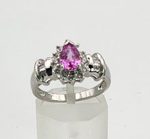 Cargar imagen en el visor de la galería, 1181: Vintage: 14ct White Gold Pink Sapphires 18 Diamonds Cocktail Ring- UPDATED