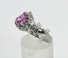 Cargar imagen en el visor de la galería, 1181: Vintage: 14ct White Gold Pink Sapphires 18 Diamonds Cocktail Ring- UPDATED
