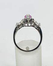 Cargar imagen en el visor de la galería, 1181: Vintage: 14ct White Gold Pink Sapphires 18 Diamonds Cocktail Ring- UPDATED