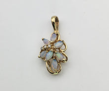 Load image into Gallery viewer, 1223: Vintage: 9ct Gold White Opals Diamonds Cluster Pendant- lovely combination