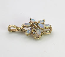 Load image into Gallery viewer, 1223: Vintage: 9ct Gold White Opals Diamonds Cluster Pendant- lovely combination