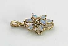 Load image into Gallery viewer, 1223: Vintage: 9ct Gold White Opals Diamonds Cluster Pendant- lovely combination