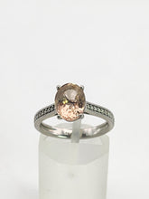 Cargar imagen en el visor de la galería, 1353: Vintage; Platinum Pink Morganite 20 Diamonds Ring- pitch perfect pink, platinum