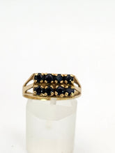 Cargar imagen en el visor de la galería, 1083: Vintage: 9ct Gold 8 French Blue Sapphires Geometric Set Ring