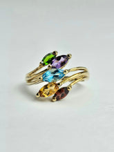 Load image into Gallery viewer, 6333: Vintage: 9ct Gold Abstract Multi-Gem Ring- fabulous colour array