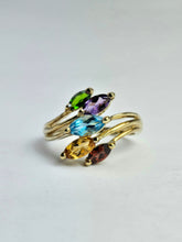 Load image into Gallery viewer, 6333: Vintage: 9ct Gold Abstract Multi-Gem Ring- fabulous colour array