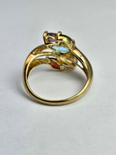 Load image into Gallery viewer, 6333: Vintage: 9ct Gold Abstract Multi-Gem Ring- fabulous colour array