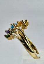Load image into Gallery viewer, 6333: Vintage: 9ct Gold Abstract Multi-Gem Ring- fabulous colour array