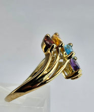 Load image into Gallery viewer, 6333: Vintage: 9ct Gold Abstract Multi-Gem Ring- fabulous colour array