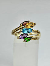 Load image into Gallery viewer, 6333: Vintage: 9ct Gold Abstract Multi-Gem Ring- fabulous colour array