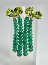 Load image into Gallery viewer, 1485: Vintage: 18ct Gold Emeralds, Peridot, Diamonds Drop/Dangle Earrings- extraordinary