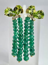 Load image into Gallery viewer, 1485: Vintage: 18ct Gold Emeralds, Peridot, Diamonds Drop/Dangle Earrings- extraordinary