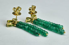 Load image into Gallery viewer, 1485: Vintage: 18ct Gold Emeralds, Peridot, Diamonds Drop/Dangle Earrings- extraordinary