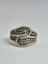 Load image into Gallery viewer, 6357: Vintage;: Statement 9ct Gold Champagne White Diamonds Cocktail Ring- FAB