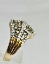Load image into Gallery viewer, 6357: Vintage;: Statement 9ct Gold Champagne White Diamonds Cocktail Ring- FAB