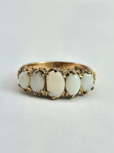Load image into Gallery viewer, 6336 Vintage; 9ct Gold 5 White Opals Dress Ring-From 1972