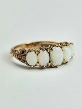 Load image into Gallery viewer, 6336 Vintage; 9ct Gold 5 White Opals Dress Ring-From 1972