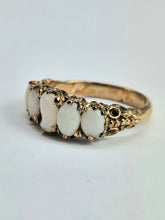 Load image into Gallery viewer, 6336 Vintage; 9ct Gold 5 White Opals Dress Ring-From 1972