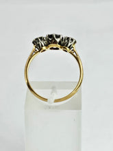 Load image into Gallery viewer, 6360 Vintage: 18ct Gold Almandine Garnet Diamonds 3-Stone Straight Ring