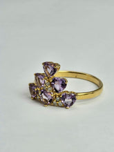 Cargar imagen en el visor de la galería, 1497: Vintage: Rare 18ct Gold Lilac Amethyst Diamonds Tiered Ring- eclectic elegance