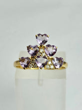 Cargar imagen en el visor de la galería, 1497: Vintage: Rare 18ct Gold Lilac Amethyst Diamonds Tiered Ring- eclectic elegance