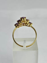 Cargar imagen en el visor de la galería, 1497: Vintage: Rare 18ct Gold Lilac Amethyst Diamonds Tiered Ring- eclectic elegance
