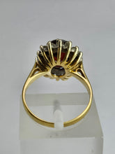 Load image into Gallery viewer, 6354 Vintage: 18ct Gold Pyrobe Garnet Diamonds Flower Head Ring- exceptional