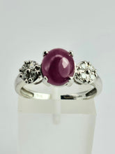 Load image into Gallery viewer, 1499: Vintage: 18ct White Gold Blood Ruby Diamonds Dress Ring- exquisite