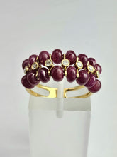 Load image into Gallery viewer, 1520: Vintage: 18ct Gold Rubies Diamonds Tiered Cocktail Ring