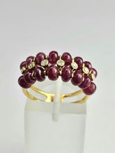 Load image into Gallery viewer, 1520: Vintage: 18ct Gold Rubies Diamonds Tiered Cocktail Ring