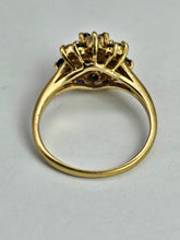 Load image into Gallery viewer, 6271 Vintage: 18ct Gold French Blue Sapphires Diamonds Flower Head Cluster