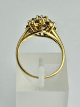 Load image into Gallery viewer, 6271 Vintage: 18ct Gold French Blue Sapphires Diamonds Flower Head Cluster