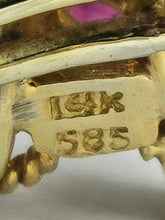 Cargar imagen en el visor de la galería, 1508: Vintage: 14ct Gold Rubies Diamonds Cocktail Cluster Ring - Statement